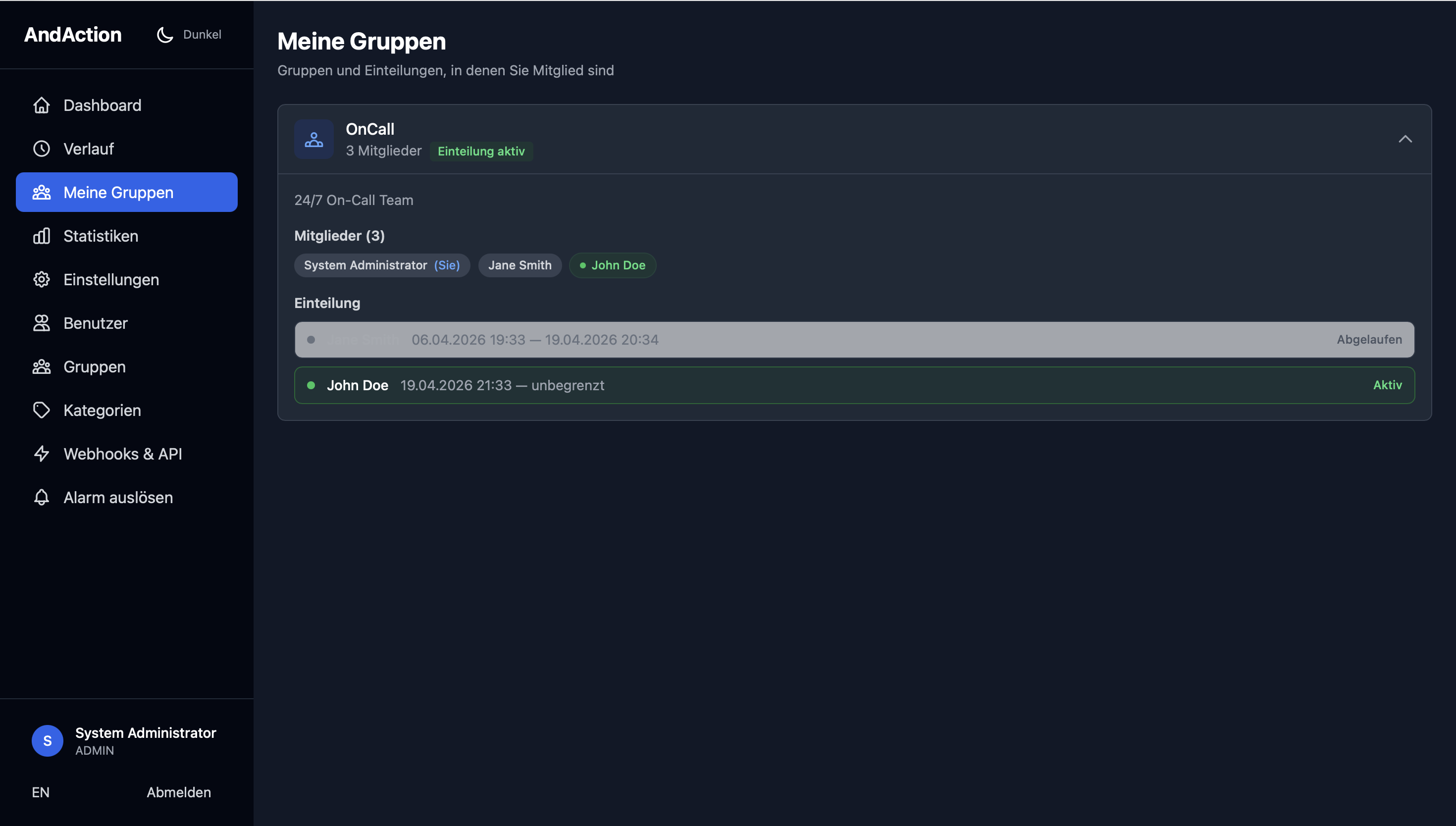AndAction Meine Gruppen